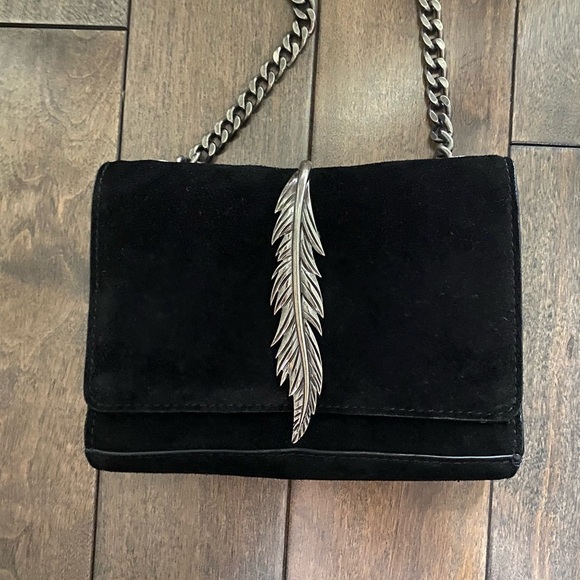 Zara Metallic Detail Leather Crossbody Bag. Black colour. - Picture 9 of 14